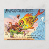 Funny Fish Briefkaart Fisherman Vist Cartoon (Voorkant)