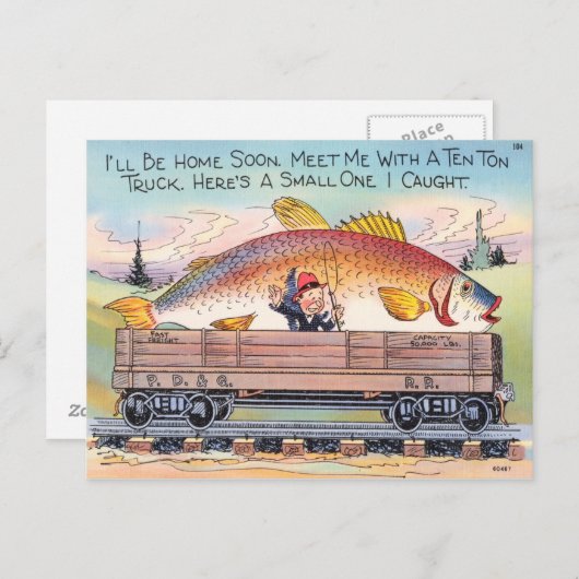 Funny Fish Briefkaart Fisherman Vist Cartoon (Voorkant / Achterkant)
