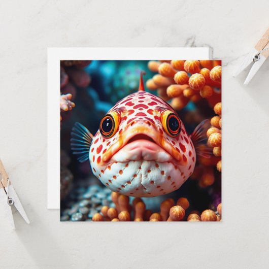 Funny Fish Close Up Blank Kaart (Voorkant / Achterkant in situ)