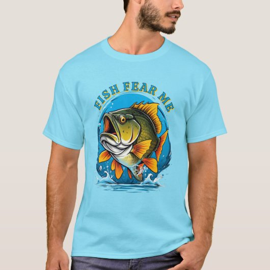 Funny Fish Fear Me Fisherman Sports T-shirt (Voorkant)