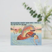 Funny Fish Fisherman Briefkaart Vist Cartoon (Staand voorkant)