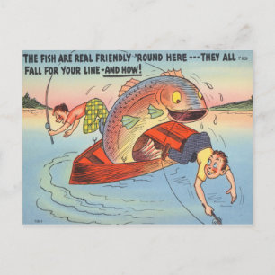 Funny Fish Fisherman Briefkaart Vist Cartoon
