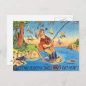 Funny Fish Fisherman Briefkaart Vist Cartoon (Voorkant / Achterkant)