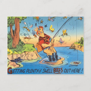 Funny Fish Fisherman Briefkaart Vist Cartoon