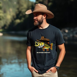 Funny-Fish Het dragen van een Cowboy Pet- T-Shirt