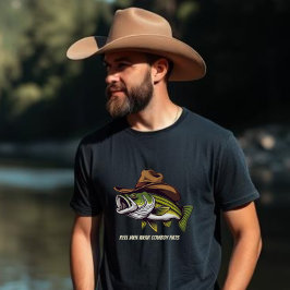 Funny-Fish Het dragen van een Cowboy Pet-T-Shirt T-shirt