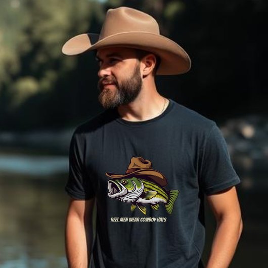 Funny-Fish Het dragen van een Cowboy Pet-T-Shirt T-shirt