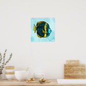 Funny Fish in Ocean under the Zee Poster (Keuken)