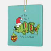 Funny Fish Kerstmis Bass Vist Cute Cartoon Keramisch Ornament (Links)