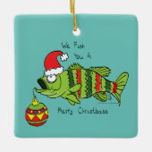 Funny Fish Kerstmis Bass Vist Cute Cartoon Keramisch Ornament (Voorkant)