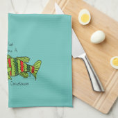 Funny Fish Kerstmis Bass Vist Cute Cartoon Theedoek (Quarter Fold)