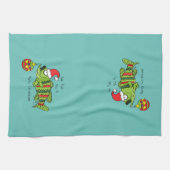 Funny Fish Kerstmis Bass Vist Cute Cartoon Theedoek (Horizontaal)