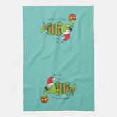 Funny Fish Kerstmis Bass Vist Cute Cartoon Theedoek (Verticaal)