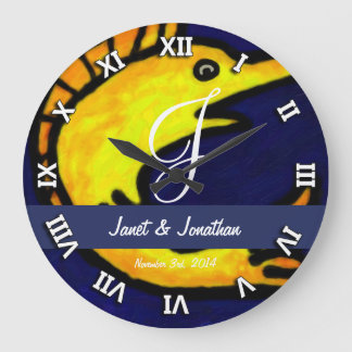 Funny Fish Monogram Grote Klok