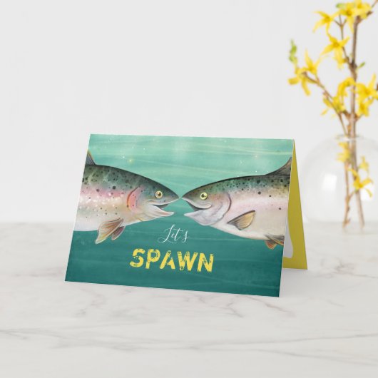 Funny Fish Monogram Hearts Valentijnsdag Kaart (Gele Bloem)