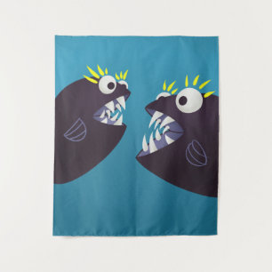 Funny Fish Monsters die Kinder spreken Wandkleed