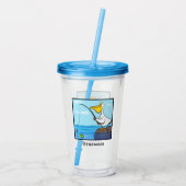 Funny fish pelican cartoon acryl drinkbeker (Achterkant)