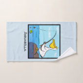 Funny fish pelican cartoon bad handdoek (Handdoek)
