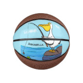 Funny fish pelican cartoon basketbal (Voorkant)