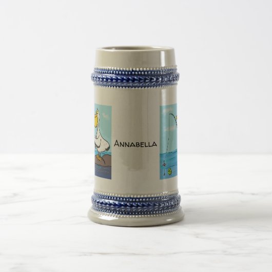 Funny fish pelican cartoon bierpul (Center)