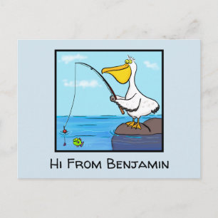 Funny fish pelican cartoon briefkaart
