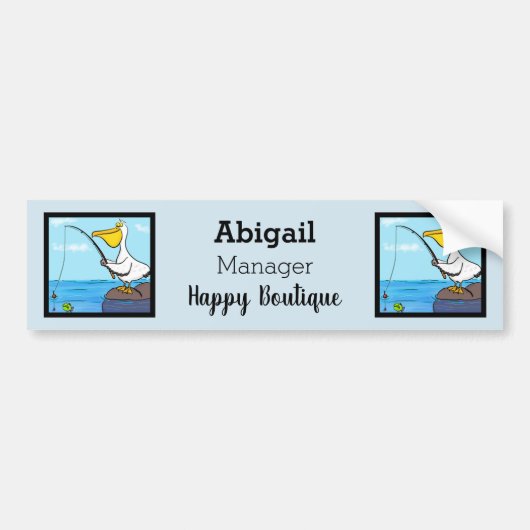 Funny fish pelican cartoon bumpersticker (Voorkant)