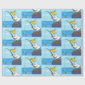 Funny fish pelican cartoon cadeaupapier (Vlak)