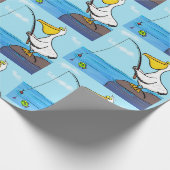 Funny fish pelican cartoon cadeaupapier (Hoek)