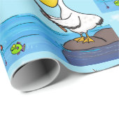 Funny fish pelican cartoon cadeaupapier (Rol Hoek)
