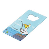 Funny fish pelican cartoon creditkaart flessenopener (Achterkant Gekanteld)