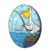 Funny fish pelican cartoon dartbord (Voorkant Rechts)
