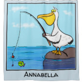 Funny fish pelican cartoon douchegordijn (Voorkant)