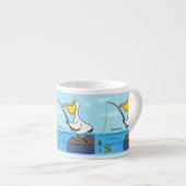 Funny fish pelican cartoon espresso kop (Voorkant rechts)