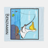 Funny fish pelican cartoon fleece deken (Voorkant (Horizontaal))