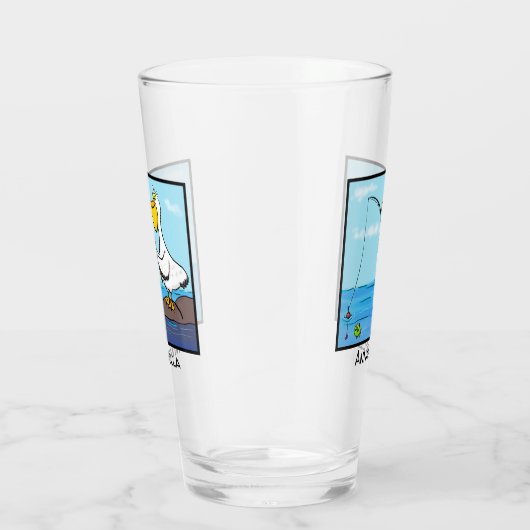 Funny fish pelican cartoon glas (Rechts)