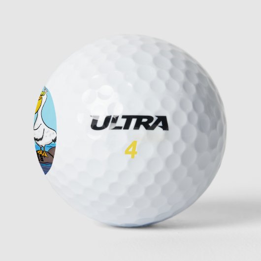 Funny fish pelican cartoon golfballen (Logo)