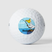 Funny fish pelican cartoon golfballen (Voorkant)