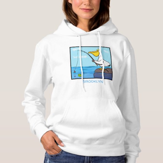 Funny fish pelican cartoon hoodie (Voorkant)