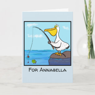 Funny fish pelican cartoon kaart