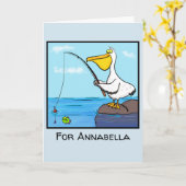 Funny fish pelican cartoon kaart (Gele Bloem)