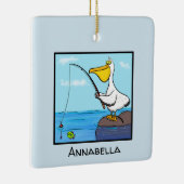Funny fish pelican cartoon keramisch ornament (Rechts)