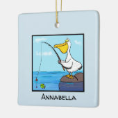 Funny fish pelican cartoon keramisch ornament (Links)