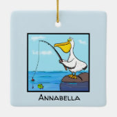 Funny fish pelican cartoon keramisch ornament (Achterkant)