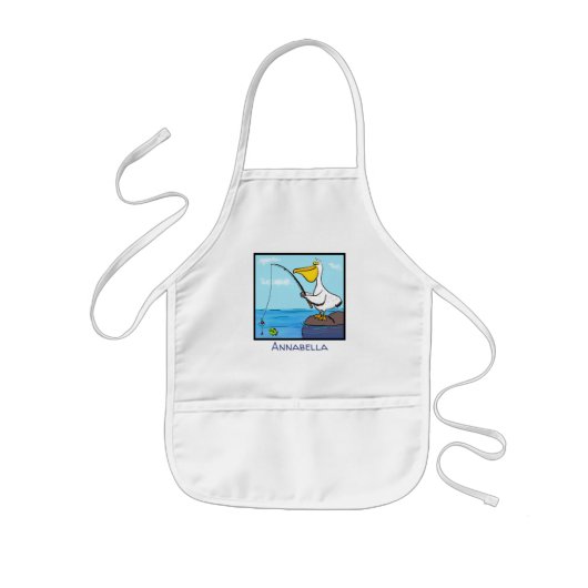Funny fish pelican cartoon kinder schort (Voorkant)
