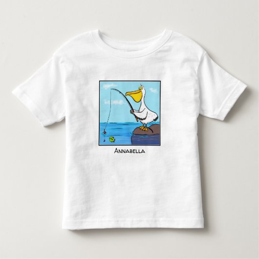 Funny fish pelican cartoon kinder shirts (Voorkant)