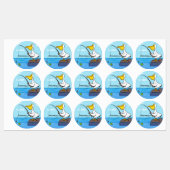 Funny fish pelican cartoon labels (Vel)