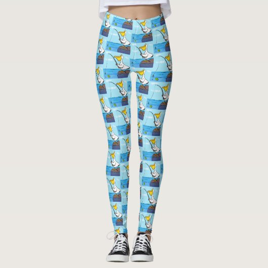Funny fish pelican cartoon leggings (Voorkant)