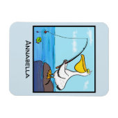 Funny fish pelican cartoon magneet (Horizontaal)