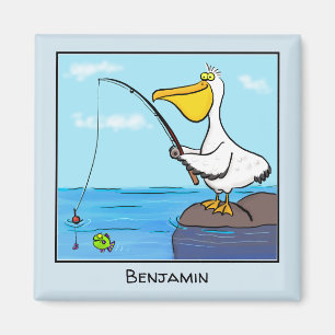 Funny fish pelican cartoon magneet