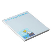 Funny fish pelican cartoon notitieblok (Schuin)